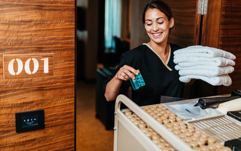 Dame die Spaß bei der Arbeit hat